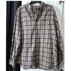 Eddie Bauer Mens XL Plaid Flannel Button Down Shirt Relaxed‎ Fit Long Sleeve